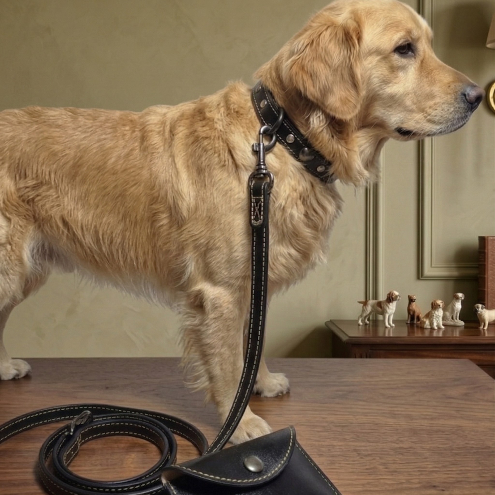 Set Collare con Cristalli e Guinzaglio in Pelle per Cani